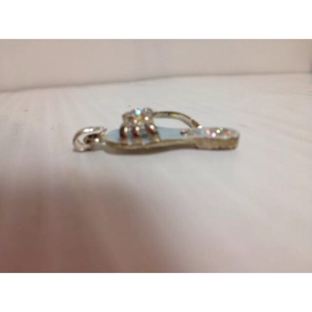 Blue enameled gems sandal flip flop charm